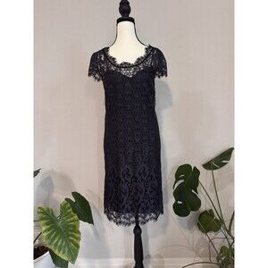 DVF Diane Von Furstenberg Navy Lace Dress 0 Removable Slip Cocktail Party